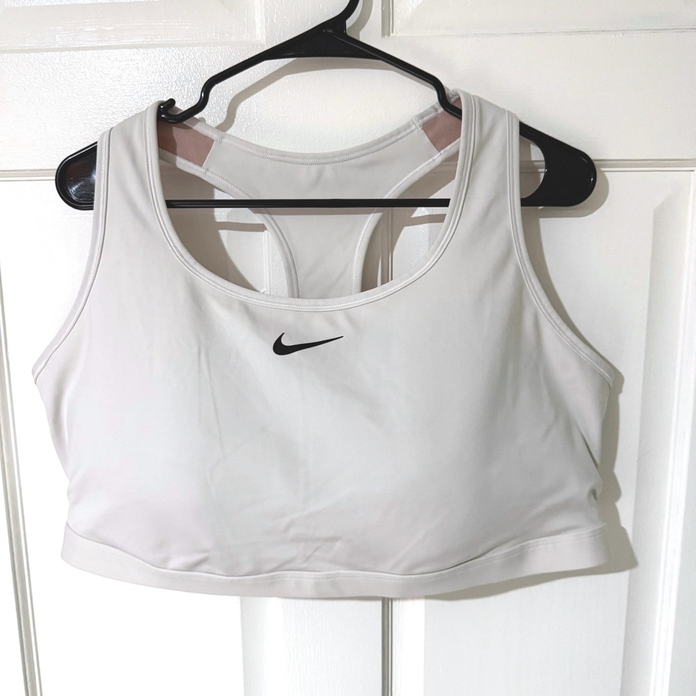 Nike Swoosh Dri-FIT White Racerback Sports Bra Plus Size 3X BV3643-100